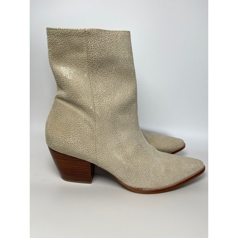 Matisse Womens Metallic Champagne Pointed Toe Leather Western Ankle Boots 9.5M - Picture 10 of 12